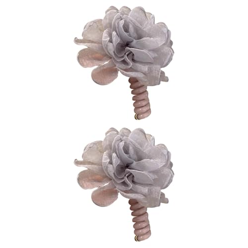 APLVFFZH 2 Stücke Blumen Haare Krawatten Kopfbedeckung Ponytailhalter für Geburtstagstanzparty, Grau von APLVFFZH
