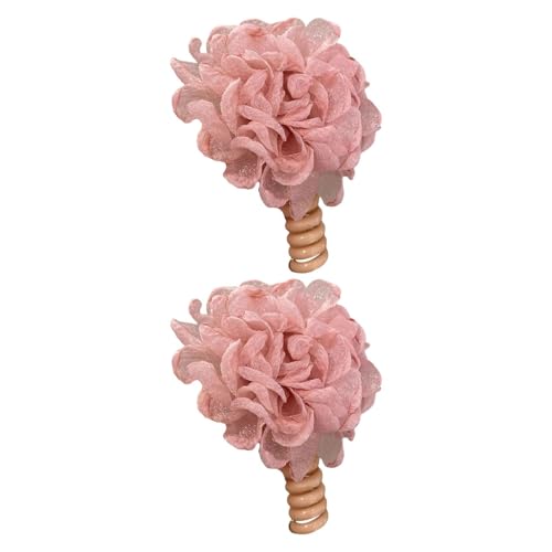APLVFFZH 2 Stücke Blumen Haare Krawatten Kopfbedeckung Ponytailhalter für Geburtstagstanzparty, Rosa von APLVFFZH