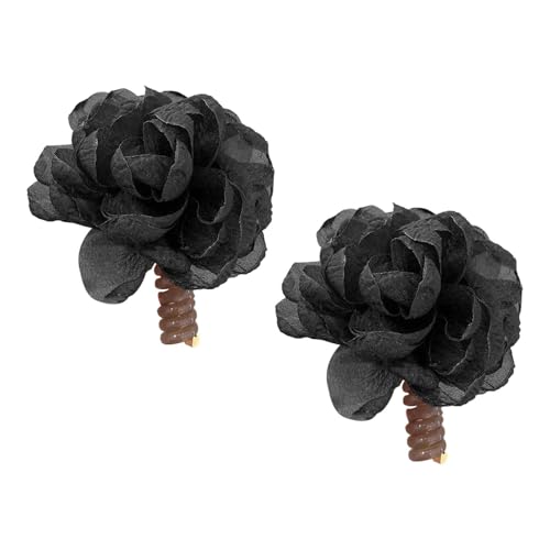 APLVFFZH 2 Stücke Blumen Haare Krawatten Kopfbedeckung Ponytailhalter für Geburtstagstanzparty, Schwarz von APLVFFZH