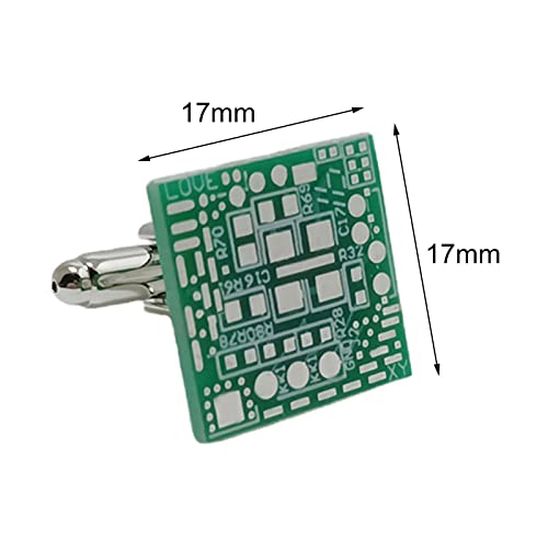 APLVFFZH 3x 2pcs Green Circuit Board Manschettenknöpfe, Kupfer, Quadrat, Einzigartiges Design, Computerchip von APLVFFZH