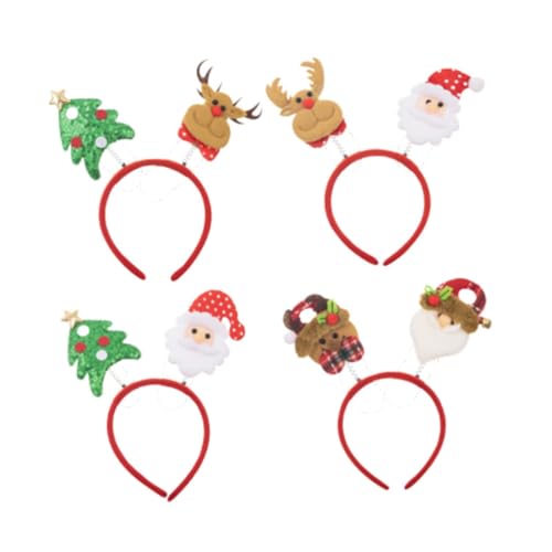 APLVFFZH 4-teiliges Weihnachts-Stirnband-Haar-Accessoire-Set, dekorative Foto-Requisiten, Cartoon-Kopfbedeckung, Weihnachts-Kopfbedeckung für Festivals von APLVFFZH
