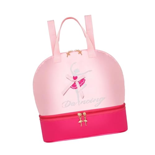 APLVFFZH Ballettrucksack für Kinder Als Turnbeutel Und Reisetasche Aus Polyester mit Verstellbaren Schultergurten für Ballettunterricht Sport Und Als Geschenk, Pink Rose Rot von APLVFFZH