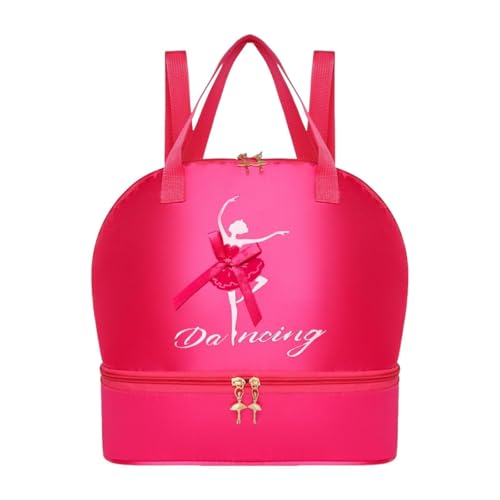 APLVFFZH Ballettrucksack für Kinder Als Turnbeutel Und Reisetasche Aus Polyester mit Verstellbaren Schultergurten für Ballettunterricht Sport Und Als Geschenk, Rose Rot von APLVFFZH