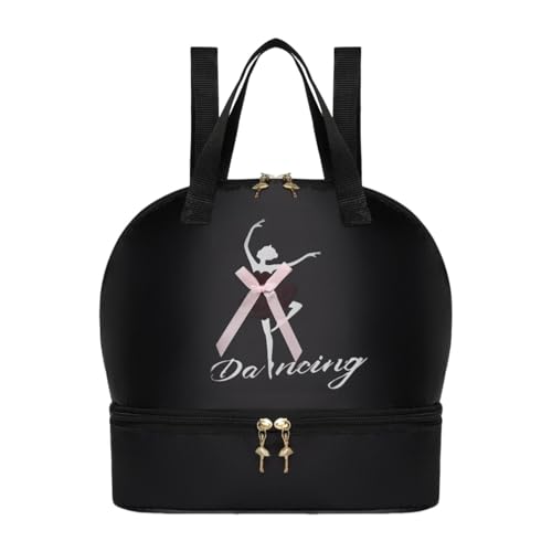 APLVFFZH Ballettrucksack für Kinder Als Turnbeutel Und Reisetasche Aus Polyester mit Verstellbaren Schultergurten für Ballettunterricht Sport Und Als Geschenk, Schwarz von APLVFFZH