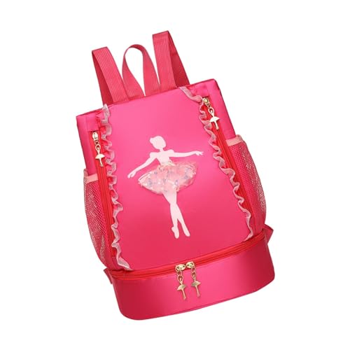 APLVFFZH Balletttasche, Tanzschuhtasche, Ballettrucksack, Balletttanztasche für Mädchen zum Schwimmen, Spitzendekor rot von APLVFFZH