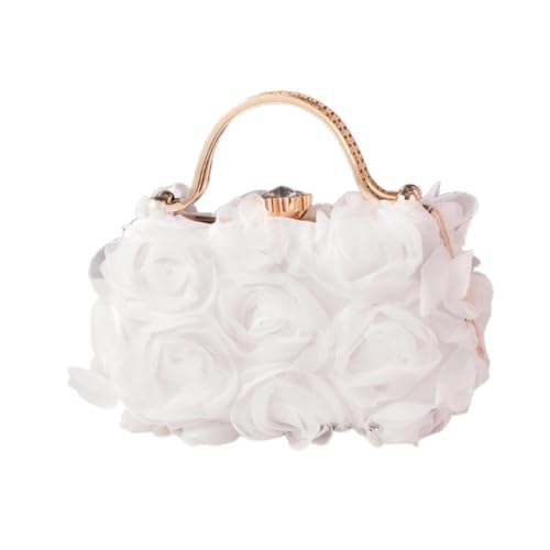 APLVFFZH Blumenabendbeutel mit Kettenriemen Geldbörse für Handyschlüssel Hochzeit Lippenstift, Weiß von APLVFFZH