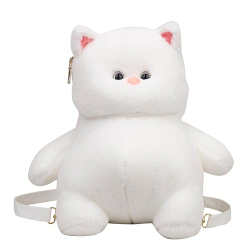 APLVFFZH Cat Plüsch Rucksack mit Niedlichem Cartoon Motiv Und Weichem Material Schultertasche für Persönliche Gegenstände für Kinder Mädchen Reisen Geburtstag, Weiß von APLVFFZH