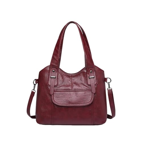 APLVFFZH Damen Handtasche Shopper Schultertasche Umhängetasche Aus PU mit Abnehmbarem Trageriemen Wasserabweisend für Beruf Alltag Freizeit, Rot von APLVFFZH