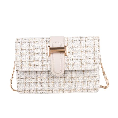 APLVFFZH Damen Umhängetasche Abendtasche Stilvoll Tragbar mit Kette Leicht, Weiß von APLVFFZH