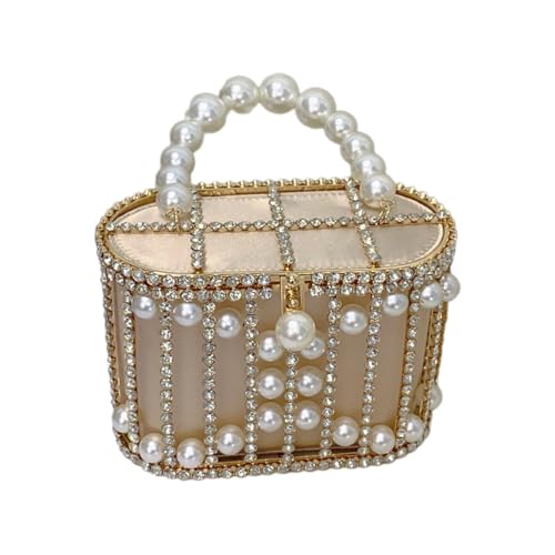 APLVFFZH Eimer Tasche Mode Dekor Frauen Kette Handtasche für Geburtstag Hochzeit Brautjungfer, Beige von APLVFFZH