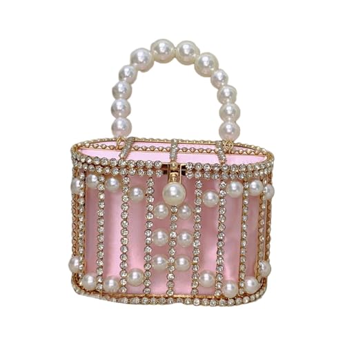 APLVFFZH Eimer Tasche Mode Dekor Frauen Kette Handtasche für Geburtstag Hochzeit Brautjungfer, Rosa von APLVFFZH