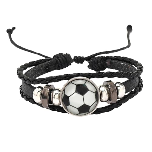 APLVFFZH Fußball-Armband, Wickelarmband, geflochtenes, leuchtende Fußballperle für Männer von APLVFFZH
