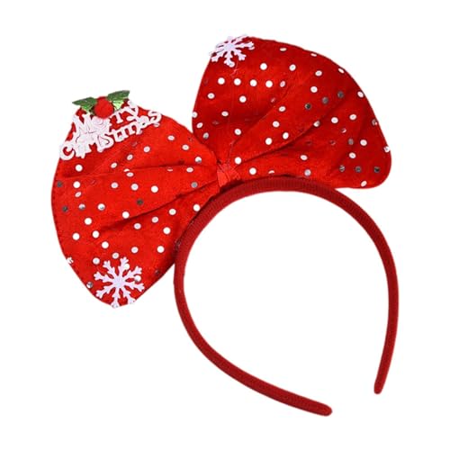 APLVFFZH Haarreif mit Schleife, Weihnachtsstirnband, Frohe Weihnachten, Kopfschmuck, Weihnachtsstirnband mit Schleife für Schulveranstaltungen, Roter Punkt von APLVFFZH