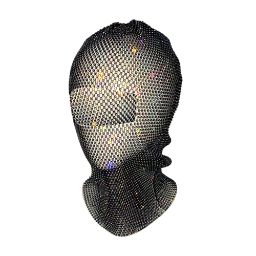 APLVFFZH Masquerade Mesh Maske Damen -Strasshaube für Bühnenperformance -Cosplay, Schwarz Und Weiß von APLVFFZH