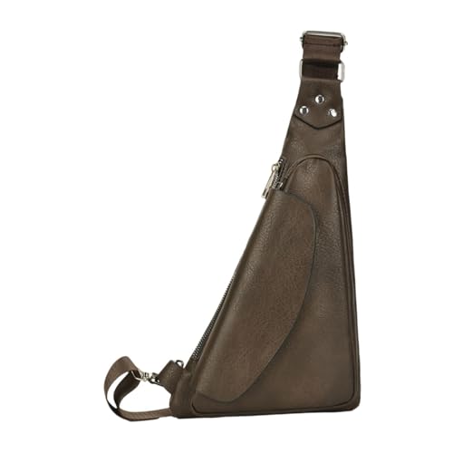 APLVFFZH PU Umhängetasche Lässige Schultertasche Modische Brusttasche Hüfttasche für Männer zum Klettern, Braun von APLVFFZH