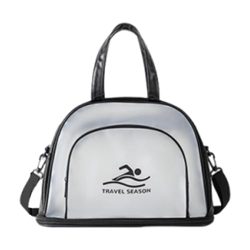 APLVFFZH Strandtasche Badetasche Reisetasche Tragetasche Beutel Aus Langlebigem PVC mit Nassfach Und Trockenfach für Frauen für Schwimmtraining Und Den Fi, Schwarz von APLVFFZH