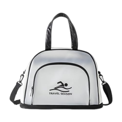 APLVFFZH Strandtasche Badetasche Reisetasche Tragetasche Beutel Aus Langlebigem PVC mit Nassfach Und Trockenfach für Frauen für Schwimmtraining Und Den Fi, Weiß von APLVFFZH