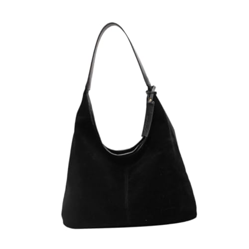 APLVFFZH Tragetasche für Damen, Unterarmtasche, Wildledertasche für Party, Arbeit, Pendeln, Urlaub, Schwarz von APLVFFZH