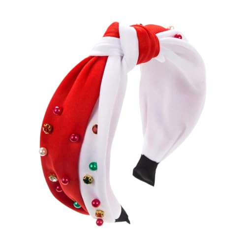 APLVFFZH Weihnachts-Stirnband, Kostüm-Kopfbedeckung für Partys mit Haarknoten, modisches, breites Weihnachts-Haarband, Weihnachts-Kopfbedeckung für Erwachsene, Rot-weiss von APLVFFZH
