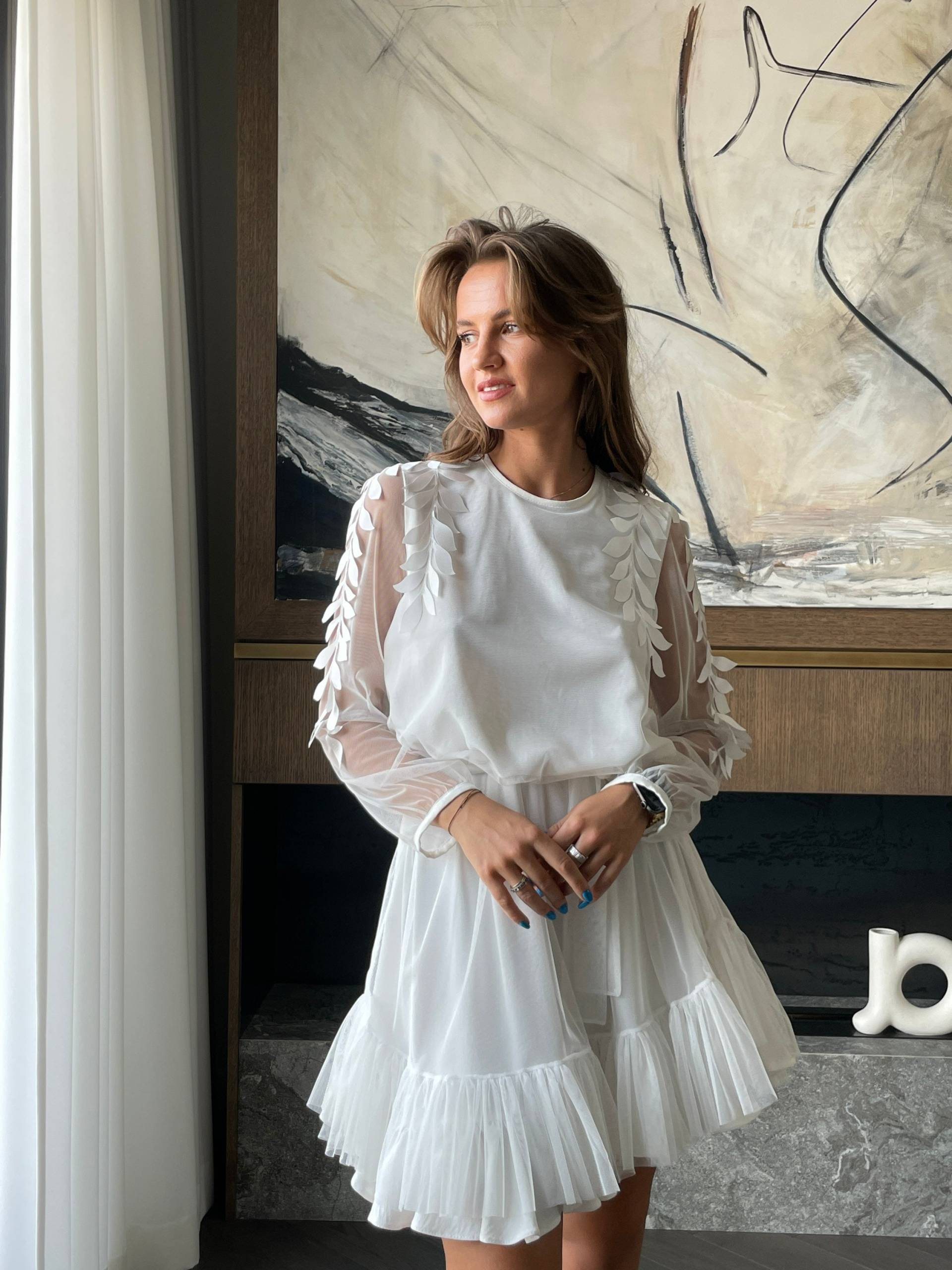 Kurzes Weißes Kleid, Kurzes Tüll Cocktailkleid, Tüllkleid, Brautkleid, Brautjungfernkleid, Schlichtes Hochzeitskleid von APLineStore