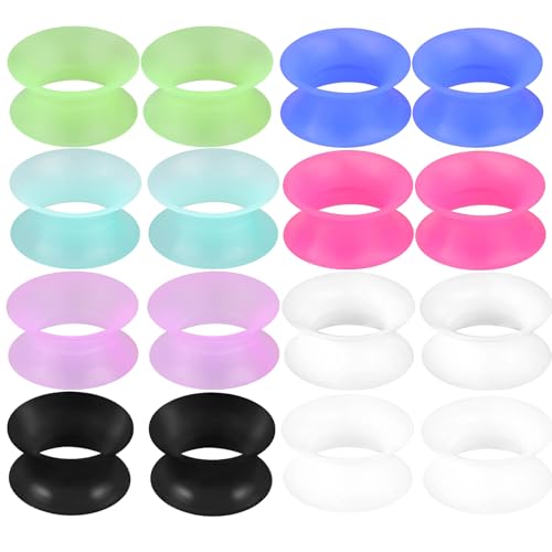 APMGONT 8 Paar Silikon Ohr Tunnel Set, 3-20mm Silikon Flexibel Flesh Tunnel Extra Soft Ohr Plug Expander Ohrringe Piercing Schmuck für Frauen Männer, Mehrfarbige (12mm) von APMGONT