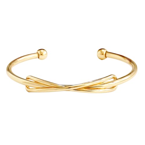 APMGONT Armreif Gold für Damen, Vergoldetes Armreifen, Frauen Oval Armreif, Verstellbar, Geschenk für Frauen Mädchen (I) von APMGONT