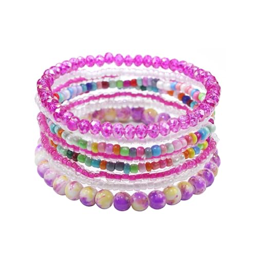 APMGONT Bohemian Beaded Multi-Layer Armbänder Stackable Stretch Strand Crystal Beaded Armbänder Boho Handmade Armband Schmuck Geschenke für Frauen Mädchen (Lila 2) von APMGONT
