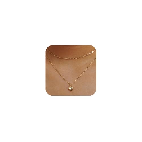 APMGONT Damen Halskette Herz Gold Silber Herz Kette Halskette Layered Kette Damen Perlen Halskette Kette Herz für Frauen Mädchen Halskette Damen Silber Gold Schmuck Geschenke (Gold-Herz Halskette#2) APMGONT Damen Halskette Herz Gold Silber Herz Kette Halskette Layered Kette Damen Perlen Halskette Kette Herz für Frauen Mädchen Halskette Damen Silber Gold Schmuck Geschenke (Gold-Herz Halskette#2) von APMGONT