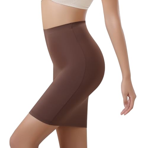 APMGONT Damen Unterrock, Nahtlos Body Shaper Kleid, Shapewear Rock Hohe Taille Miederrock, Unterrock Shape Halbrock, Elegantes Underskirt (DE/NL/SE/PL, Alphanumerisch, XXL, Regular, Regular, Braun) von APMGONT
