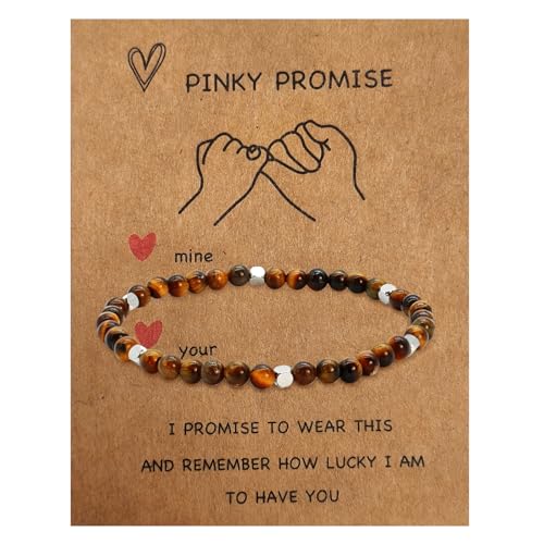 APMGONT Kugelarmband 4mm Stretch Armband Naturstein Armband mit Silberperle Heilstein Armband Freundschaftsarmband aus Perlen Yoga Perlenarmband für Damen Herren Kinder Mädchen (Tiger's Eye) von APMGONT