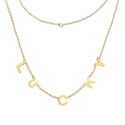 APMGONT Gold Buchstabe Halskette, Halskette Damen Gold Buchstabe Einstellbar Halskette mit Buchstabe, Gold Alphabet Halskette für Frauen und Mädchen (D) von APMGONT