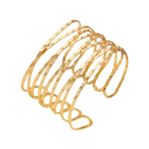 APMGONT Goldene Armbänder Damen Goldarmband Offener Armbander für Frauen Goldenes Manschettenarmband Chunky Chain Gold Armreif Cuff Bangle Armspange Coil Geschenke (Gold C) von APMGONT