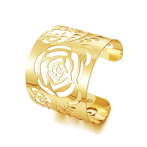 APMGONT Goldene Armbänder Damen Goldarmband Offener Armbander für Frauen Goldenes Manschettenarmband Chunky Chain Gold Armreif Cuff Bangle Armspange Coil Geschenke (Gold E) von APMGONT