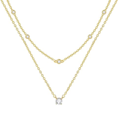 APMGONT Kette Layered Damen Goldene Kette Boho Ketten Halskette Damen Gold Kette mit Anhänger Mehrreihige Halskette Vergoldete Kette Layering Halskette Modeschmuck für Frauen und Mädchen (Gold E) von APMGONT