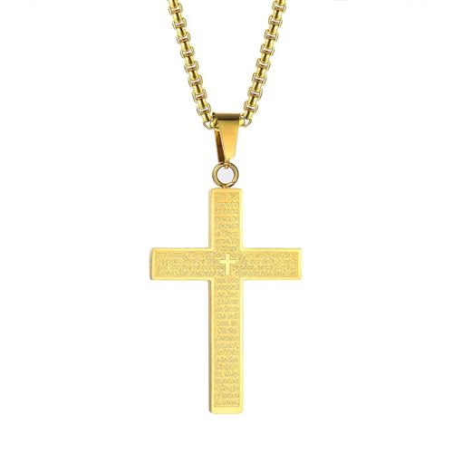 APMGONT Kreuzkette Herren Kette mit Kreuz Anhänger Kreuz kette Silber Gold Schwarz Schmuck Edelstahl Kette Christentum Schmuck Herren Damen Männer Anhänger Kreuz Halskette Geschenke(Gold) von APMGONT