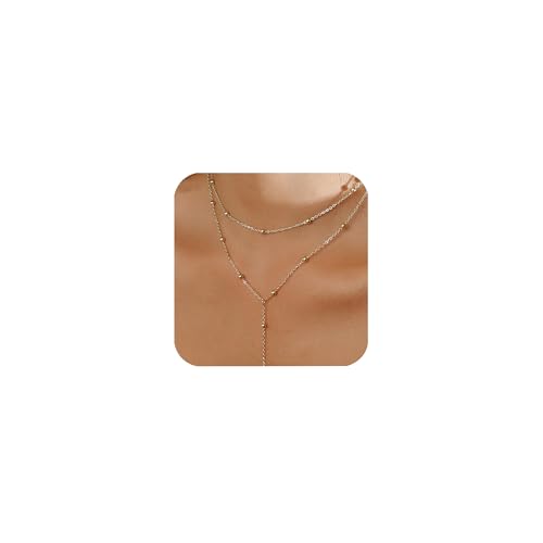 APMGONT Layered Kette Damen Gold/Silber Halskette Damen Kette Gold Damen Perlenkette Layered Perlenkette Halskette Damen Kette Quasten-Perlenkette (Perle, Gold) von APMGONT