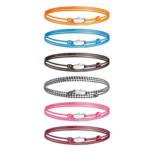 APMGONT Surfer Armband Set,6 Stück Boho Surfer Armbänder,Schmales Wickelarmband Damen,Stoff-Armband, Wasserfest & Verstellbar - Freundschaftsarmbänder Mädchen (setzen 1) von APMGONT