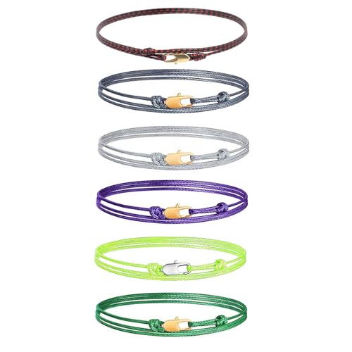 APMGONT Surfer Armband Set,6 Stück Boho Surfer Armbänder,Wickelarmband Damen,Stoff-Armband, Wasserfest & Verstellbar - Freundschaftsarmbänder Mädchen (setzen 3) von APMGONT