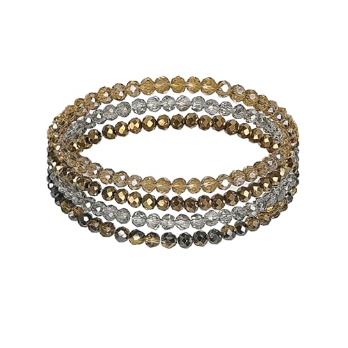 APMGONT Damen Kristall Perlen Armband, Mehrschichtiges Steine Armband, Damen Kristall Perlen Armbänder, Boho Modeschmuck, Paar/Freundschafts/Freundin/Partner Armbänder (4) von APMGONT
