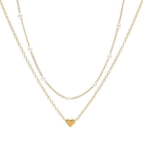 Gold Perlenketten für Frauen, Boho Layered Anhänger Halskette, einstellbare Gold Herz Halskette Layered Anhänger Halskette Kreuz Halskette, Weihnachten Geburtstag Geschenke für Frauen Mädchen (Gold C) Gold Perlenketten für Frauen, Boho Layered Anhänger Halskette, einstellbare Gold Herz Halskette Layered Anhänger Halskette Kreuz Halskette, Weihnachten Geburtstag Geschenke für Frauen Mädchen (Gold C) von APMGONT