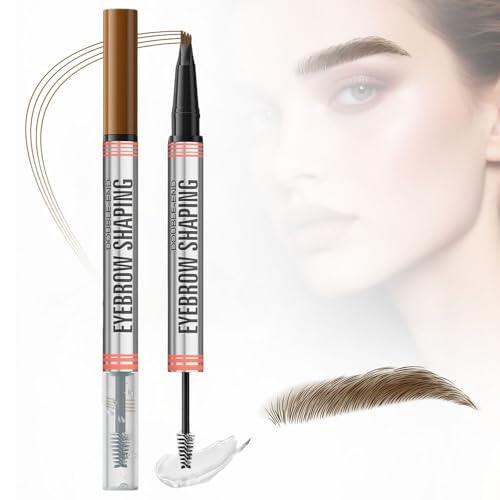 Augenbrauenstift mit Gel,2025 Neu 2 in 1 Ultrafeiner Microblading Augenbrauenstift 3D Wasserdichter Eyebrow Pen 4 Gabelspitzen für Langlebig Bilden (01#Hellbraun) von APODESS