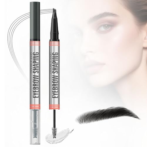Augenbrauenstift mit Gel,2025 Neu 2 in 1 Ultrafeiner Microblading Augenbrauenstift 3D Wasserdichter Eyebrow Pen 4 Gabelspitzen für Langlebig Bilden (03#Grau) von APODESS