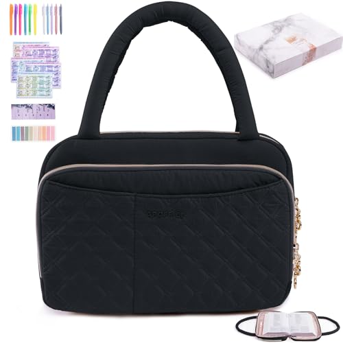 APOFFICE Gesteppte Bibelhülle mit Textmarkern und Bibelreitern – Bibeltasche mit Taschen für Bibelstudium – Bibeltasche für Frauen – Geschenkbox bereit – Buchhalter APOFFICE Gesteppte Bibelhülle mit Textmarkern und Bibelreitern – Bibeltasche mit Taschen für Bibelstudium – Bibeltasche für Frauen – Geschenkbox bereit – Buchhalter von APOFFICE