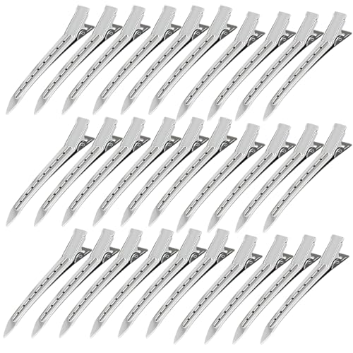 50 Stück Abteilklammern Friseur 9cm EnteBill Haarspangen Silber Haarclips Metall Haarklammern Friseurbedarf Alligator Clips Haarspangen mit Löchern für Damen und Mädchen DIY Frisur von APOMOONS