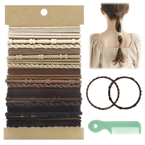 APOMOONS 20PCS Haargummi Damen Set Haargummis Vintage Haarband Armband Geflochtene Haarbänder Elastische Haargummis Mit Mintgrüner Bürste für Damen Mädchen Dünnes Dickes Haar, Boho Haaraccessoires von APOMOONS