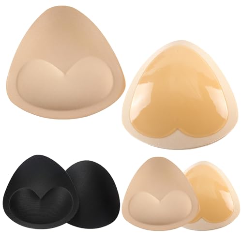 APOMOONS 3 Paar BH Pads Selbstklebende Einsätze Abnehmbare Push Up Brustvergrößerer für Badeanzug und Bikini Tri-Winkel Form Schwarz und Beige von APOMOONS