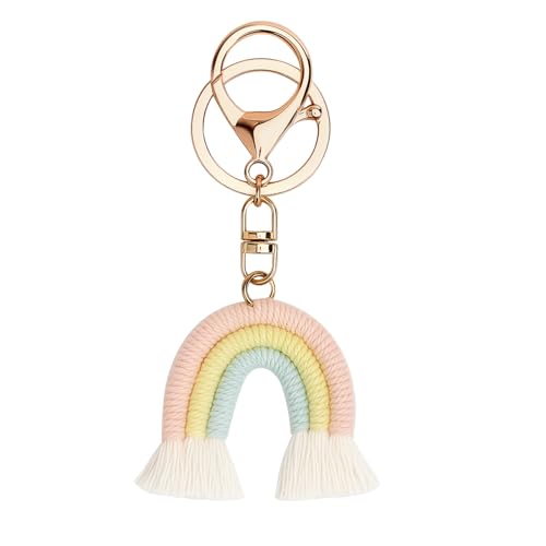 APOMOONS Schlüsselanhänger, Regenbogen Schlüsselanhänger, Regenbogen Himmel Boho Eigenhändig Keychain, Quaste Tasche Charm, Quaste Schlüsselanhänger von APOMOONS