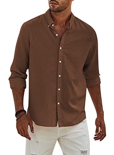 APOONABA Hemd Herren Buissnes Leinenhemd Freizeithemd Casual Leinen Bluse Langarm Shirts Regular Fit Western Hemden Baumwolle Langarmhemd Frühling Sommer Herbst Braun L APOONABA Hemd Herren Buissnes Leinenhemd Freizeithemd Casual Leinen Bluse Langarm Shirts Regular Fit Western Hemden Baumwolle Langarmhemd Frühling Sommer Herbst Braun L von APOONABA