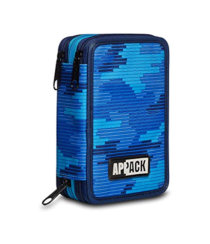 Appack 3 Zip Case, blau, komplett mit Bleistiften, Markern etc., Schule & Freizeit von Appack