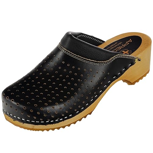 APREGGIO Clogs Damen 39 Größe Schwarz – Orthopädische Hausschuhe Damen – Praktisch Damen Clogs Holz - Bequeme Schuhe Damen – Gartenclogs Damen von APREGGIO